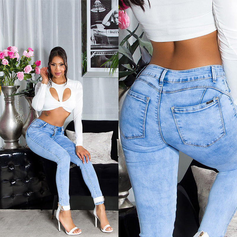 Seksowne jeansy skinny z wysokim stanem "perfect push-up"