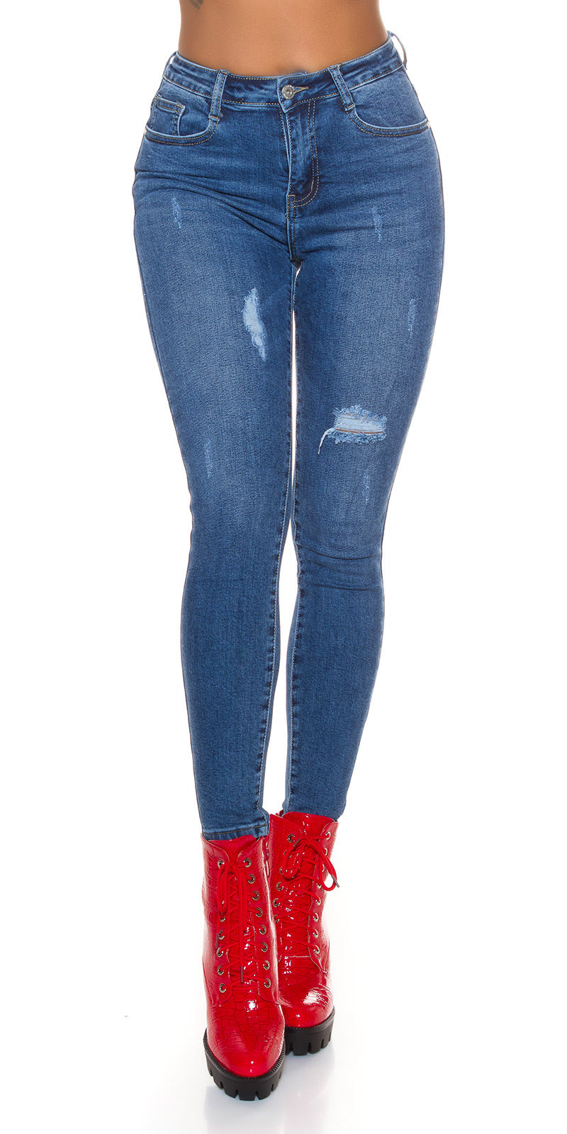 Seksowne dżinsy skinny z wysokim stanem
