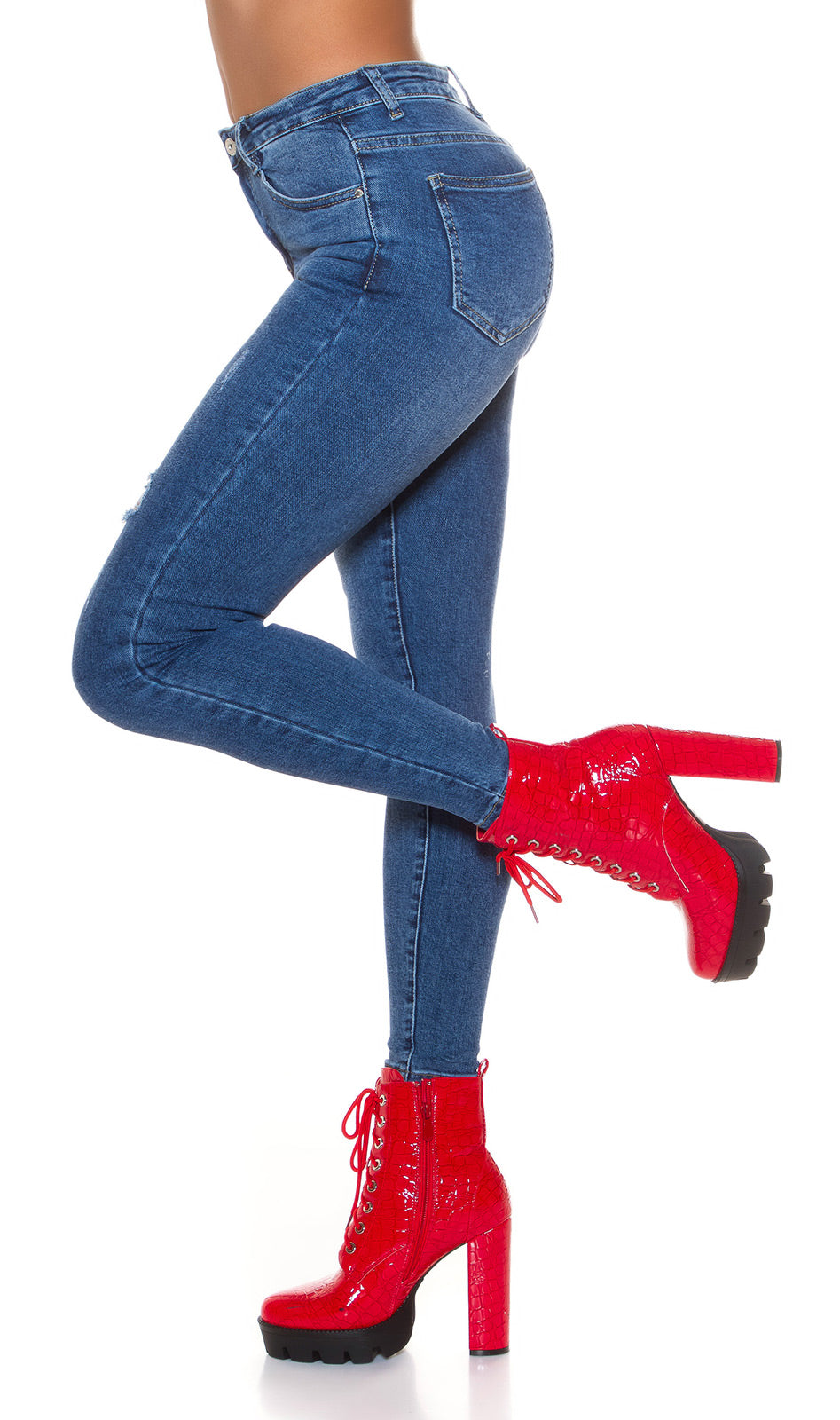 Seksowne dżinsy skinny z wysokim stanem