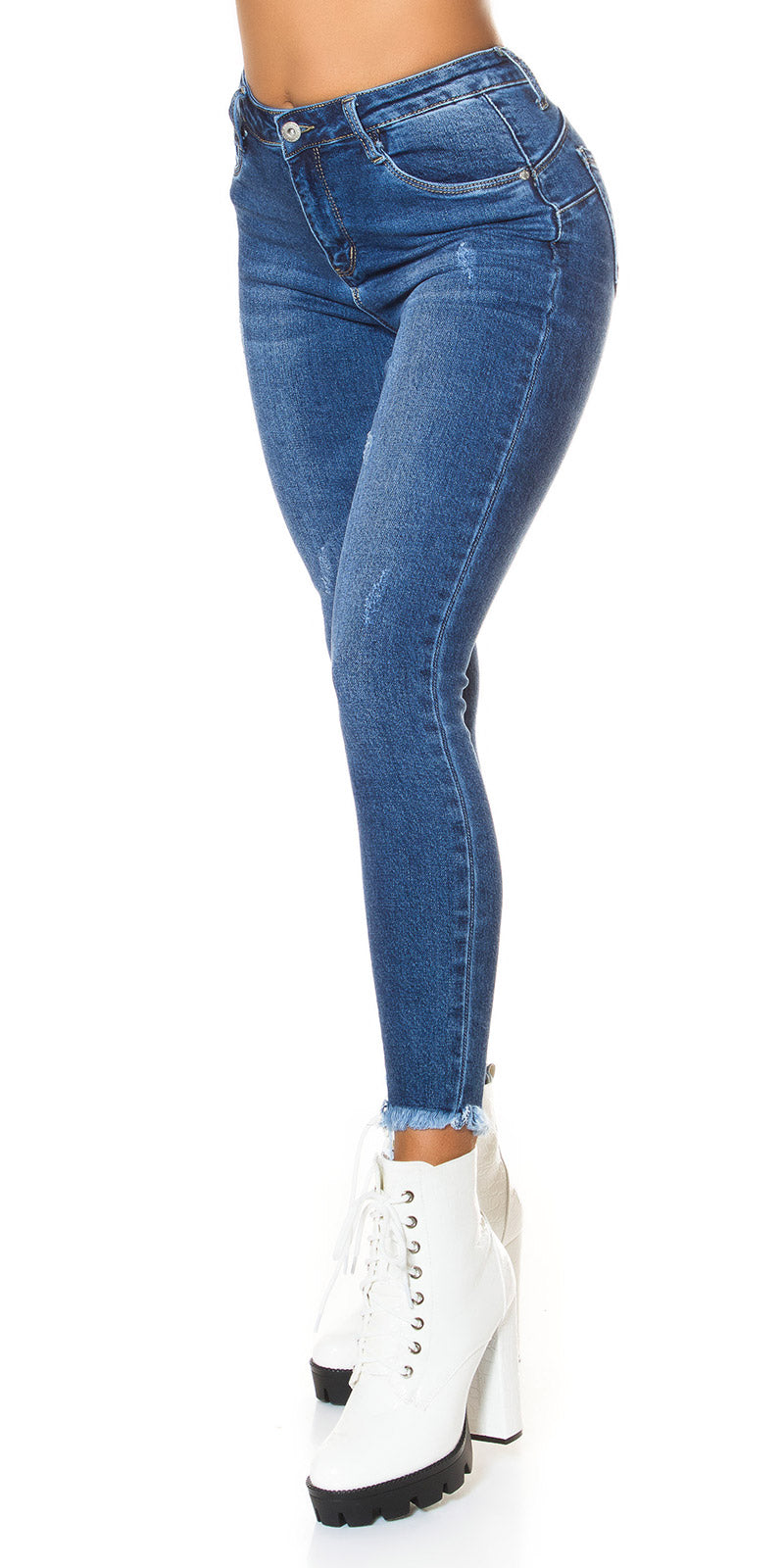 Seksowne jeansy Skinny Shaping Jeans z rozdartym szwem