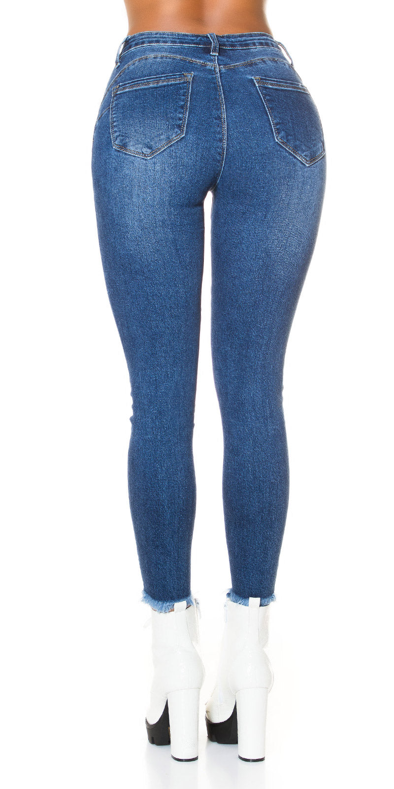 Seksowne jeansy Skinny Shaping Jeans z rozdartym szwem