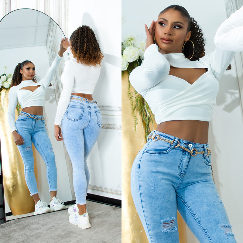 Seksowne jeansy Skinny Jeans w stylu acid wash