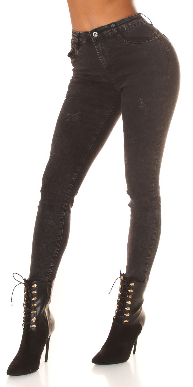 Seksowne jeansy skinny z wysokim stanem i efektem push-up