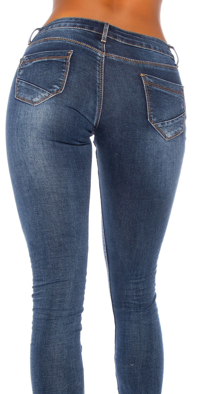 Seksowne jeansy skinny z niską talią i zamkiem błyskawicznym