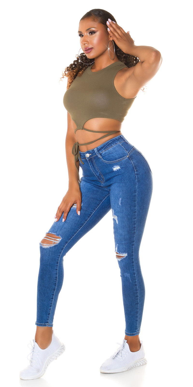Seksowne jeansy z wysokim stanem