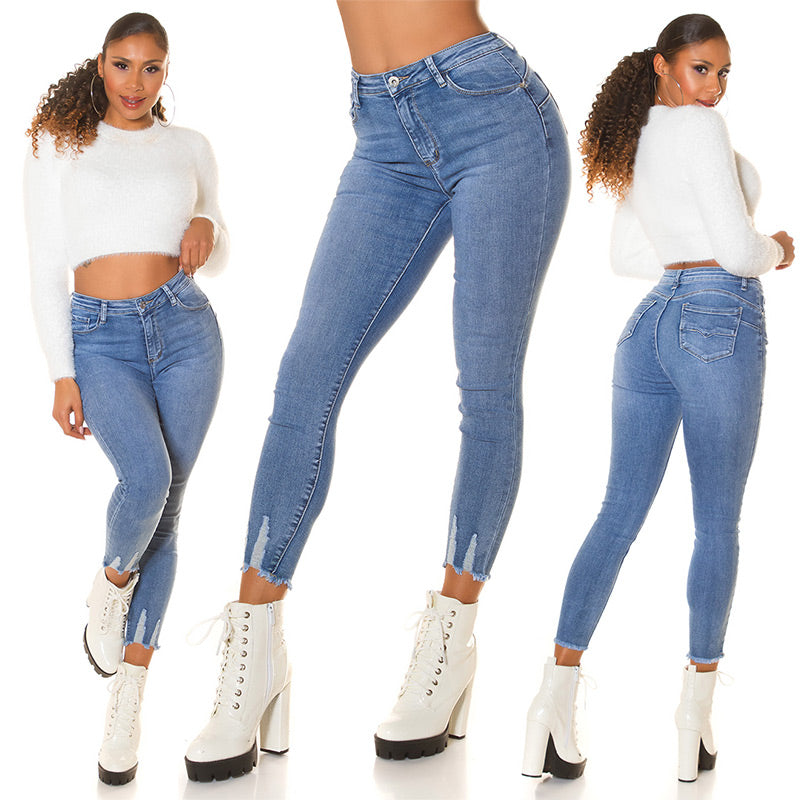 Seksowne jeansy skinny z wysokim stanem