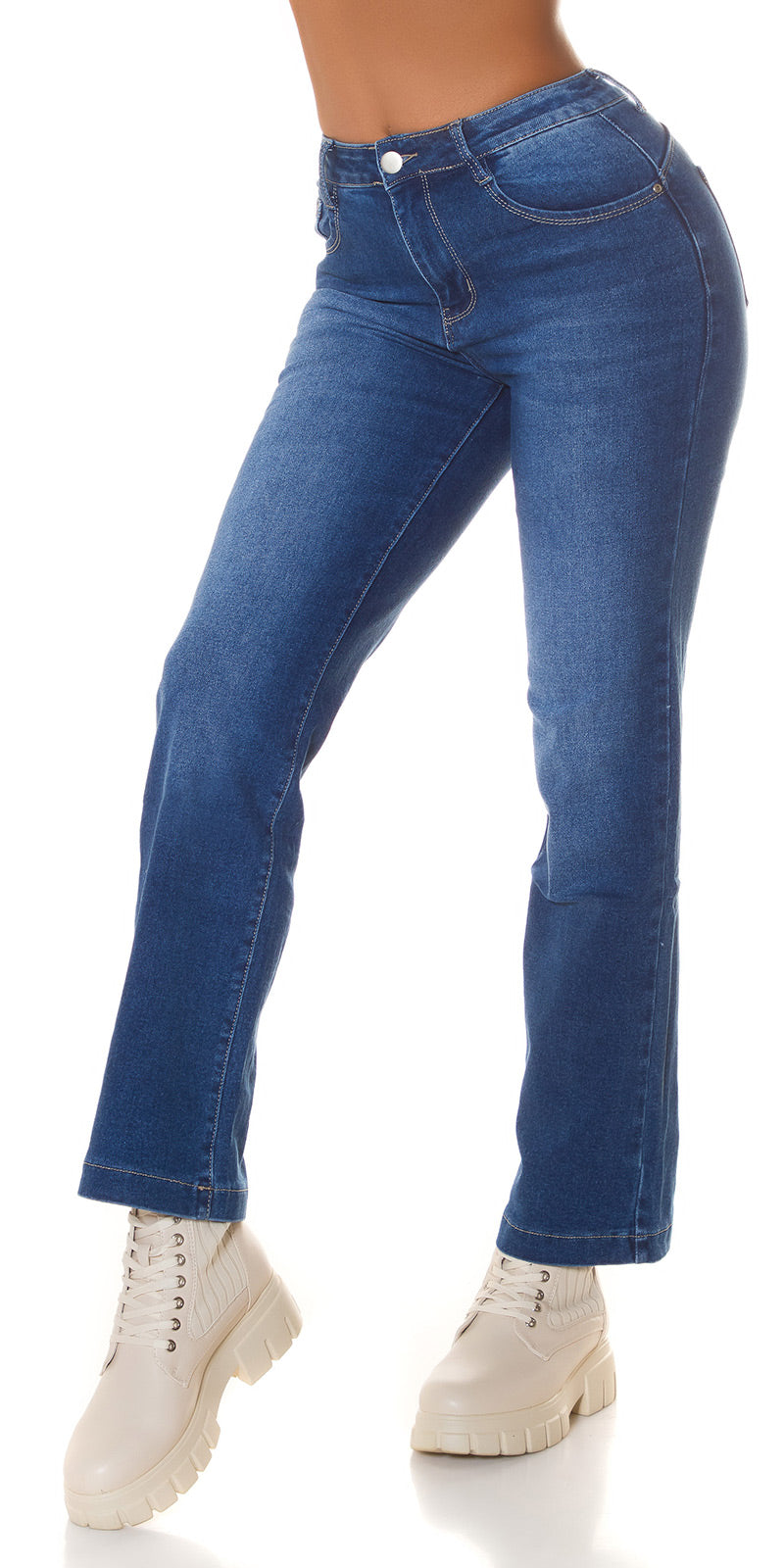 Seksowne "idealnie niebieskie" dżinsy Bootcut