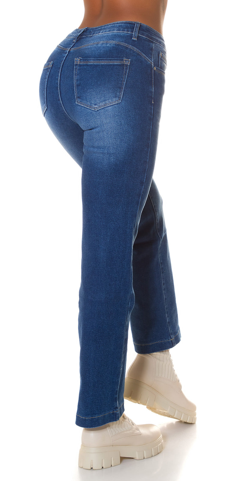 Seksowne "idealnie niebieskie" dżinsy Bootcut