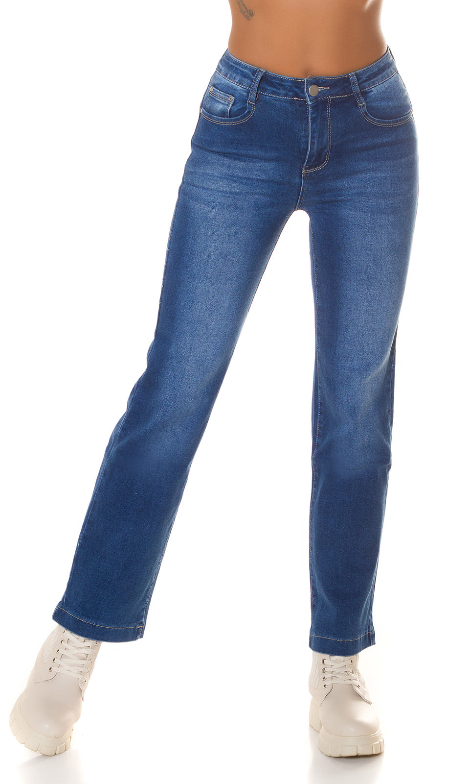 Seksowne "idealnie niebieskie" dżinsy Bootcut