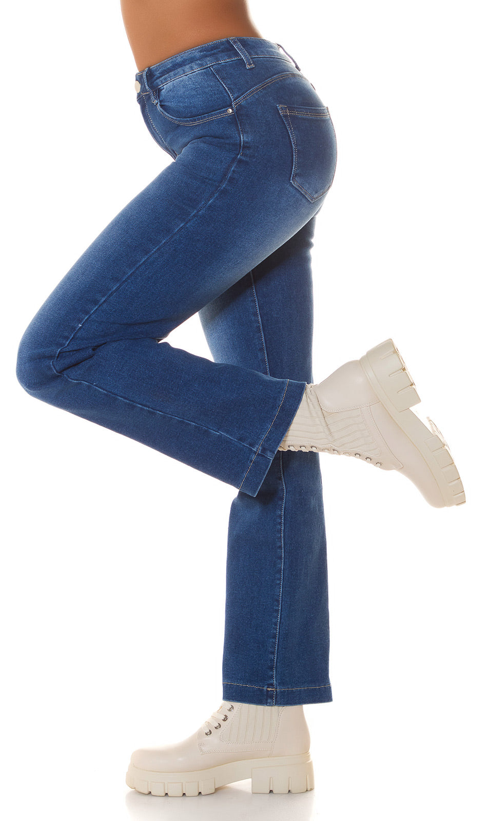 Seksowne "idealnie niebieskie" dżinsy Bootcut