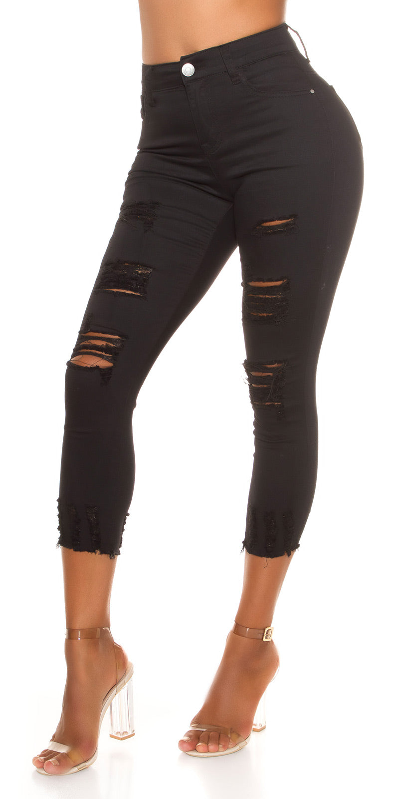 Seksowne podarte dżinsy slim fit