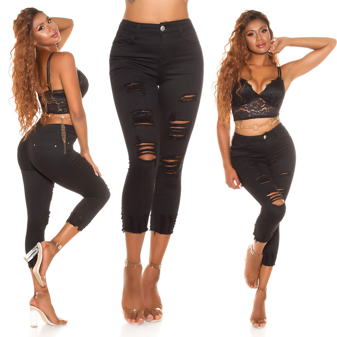 Seksowne podarte dżinsy slim fit