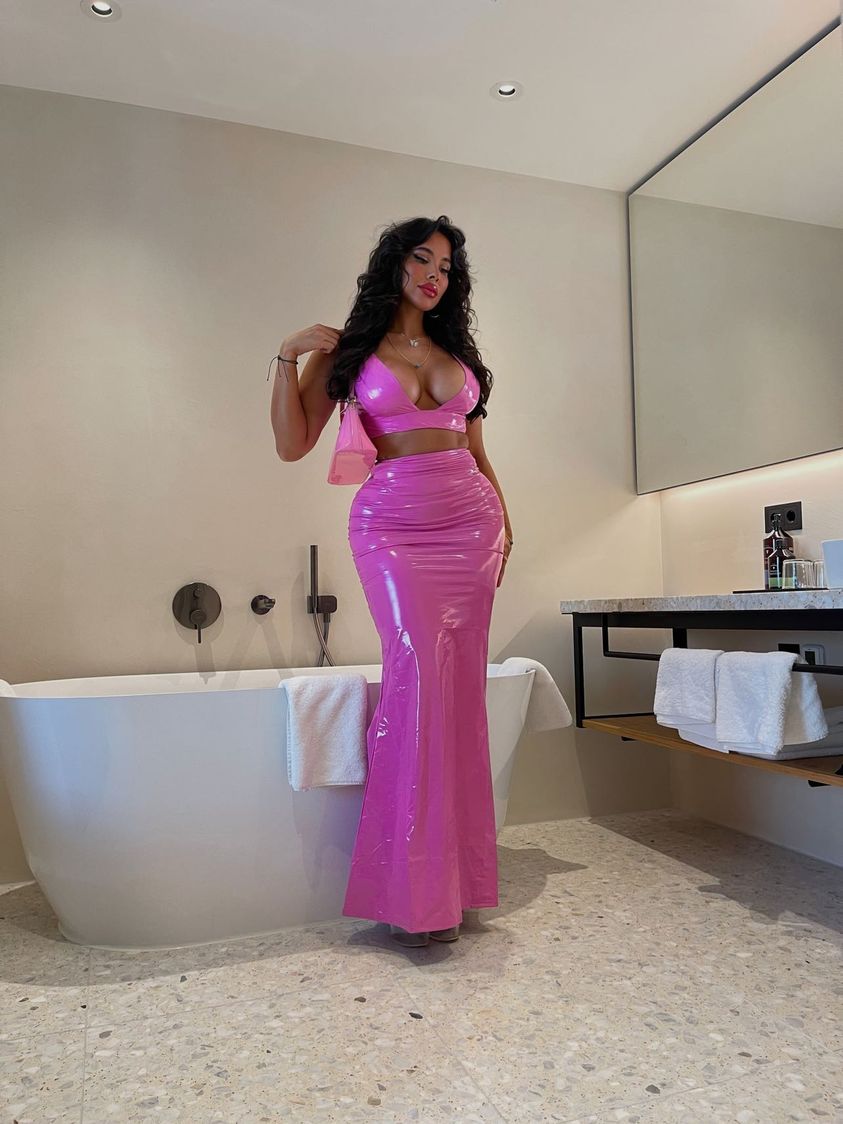 Soo Sexy! Latexlook Maxiskirt z rozcięciem XL