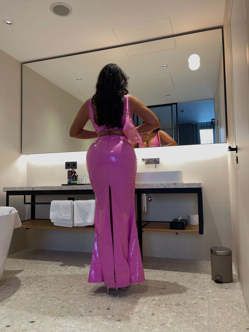 Soo Sexy! Latexlook Maxiskirt z rozcięciem XL