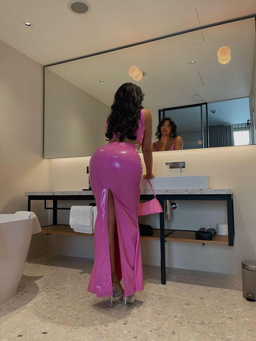 Soo Sexy! Latexlook Maxiskirt z rozcięciem XL