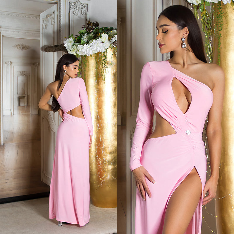 Soo Sexy! Galowa sukienka na jedno ramię z wycięciami