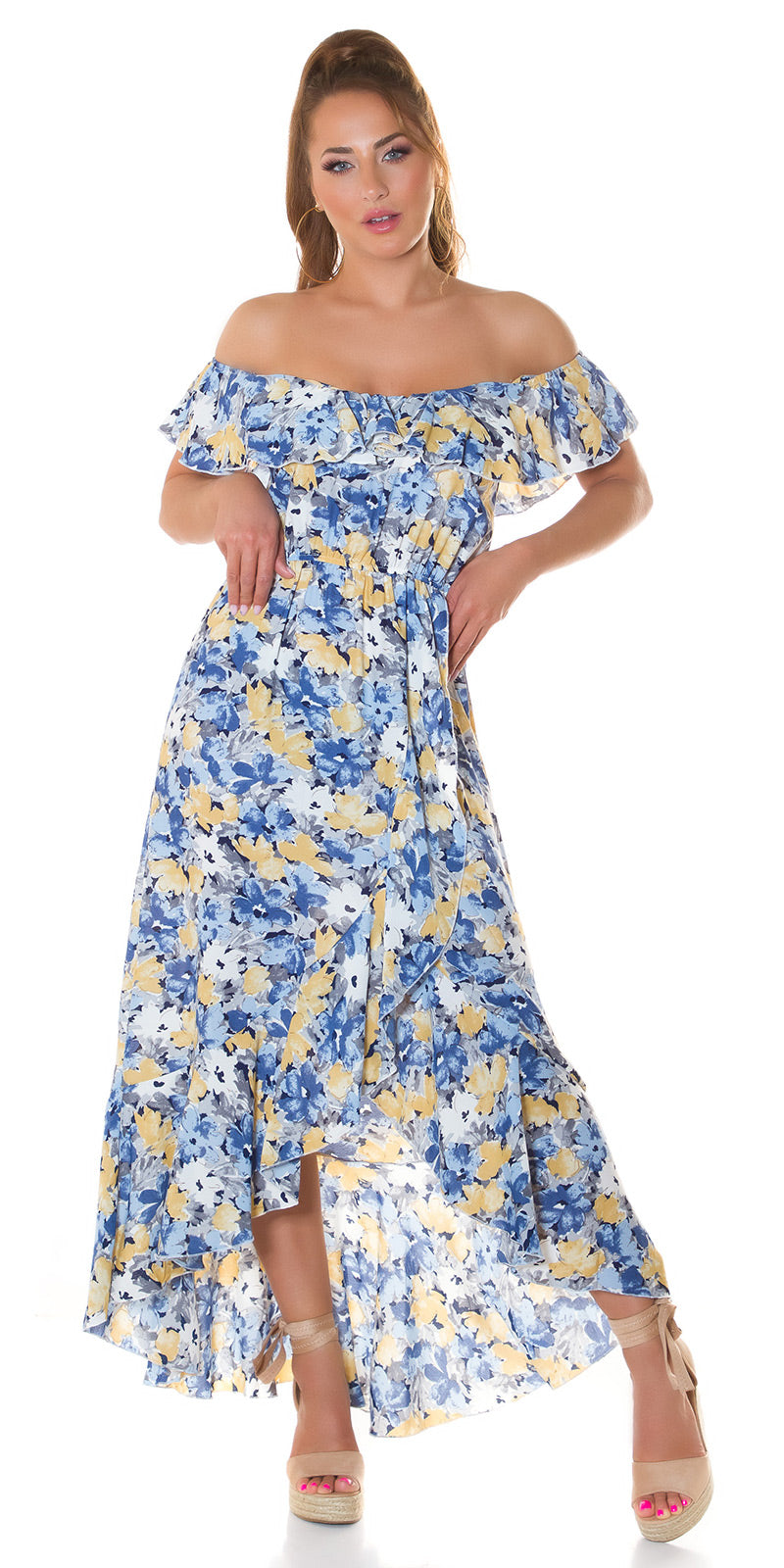 Seksowna latynoska letnia sukienka Maxidress z nadrukiem