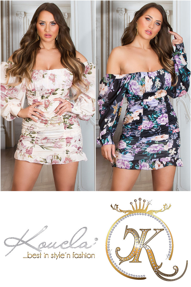 Seksowna mini sukienka boho z kwiatami