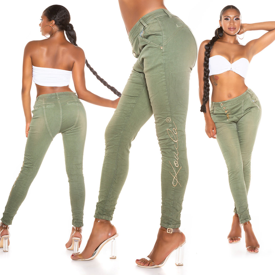 Seksowne jeansy skinny zapinane na guziki
