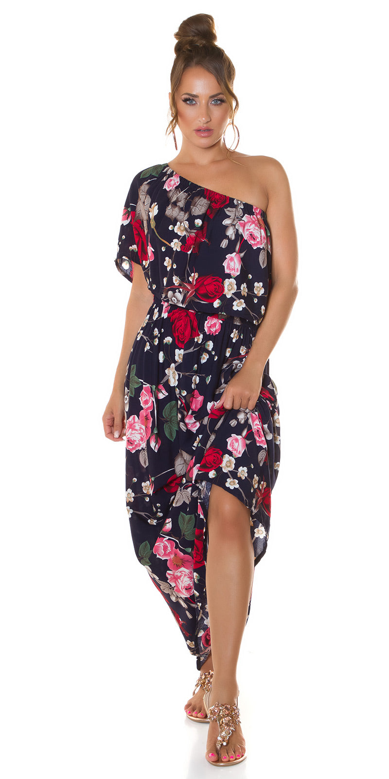Seksowna sukienka 3w1 Latina Maxidress z kwiatowym nadrukiem