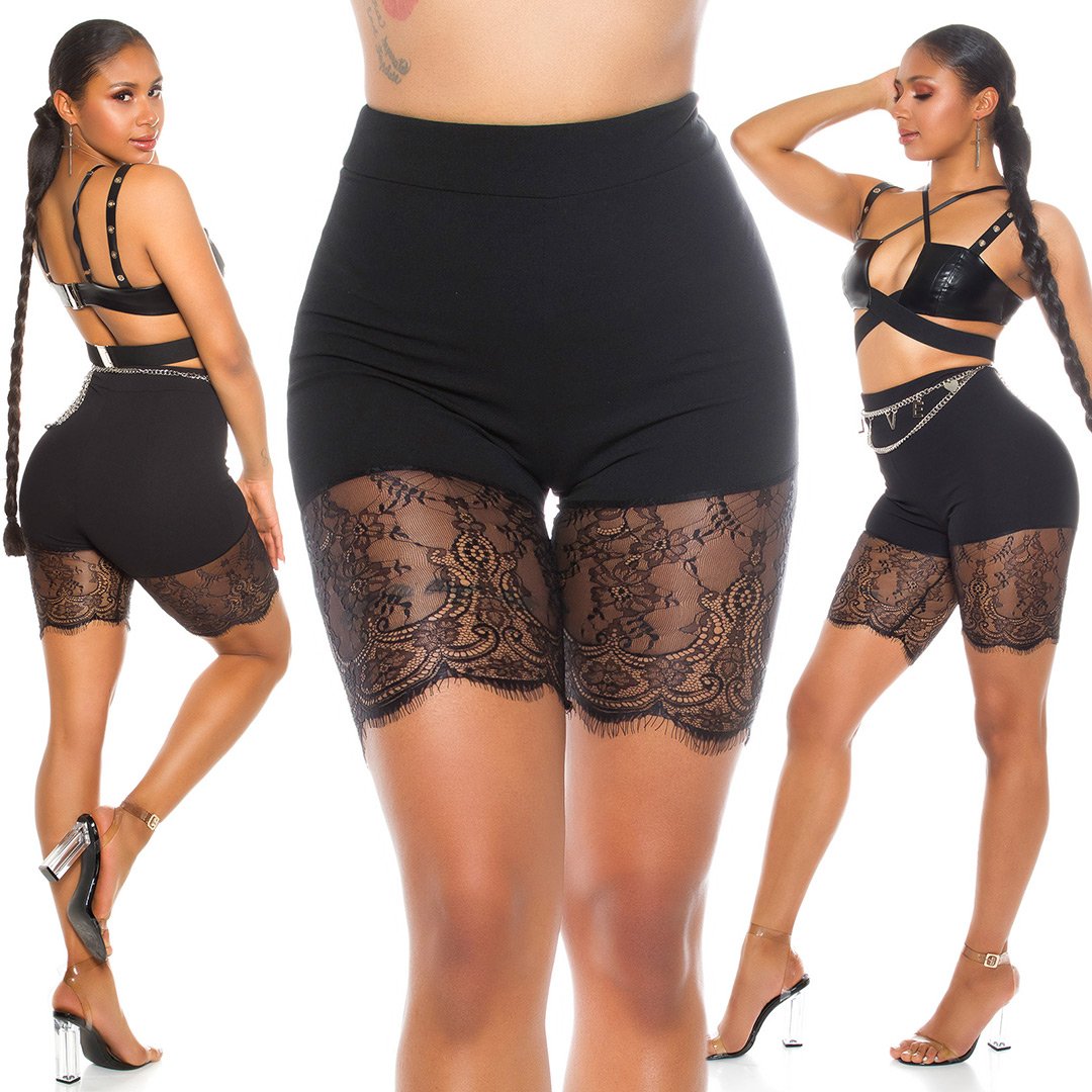 Seksowne szorty w stylu Dessous z koronką
