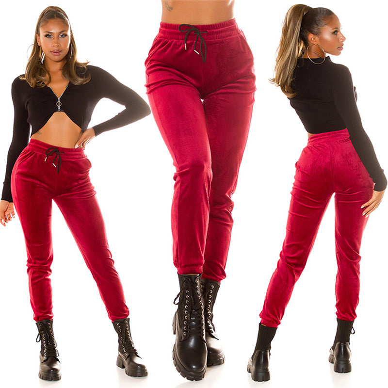 Seksowne joggery Musthave Loungewear wykonane z pluszu