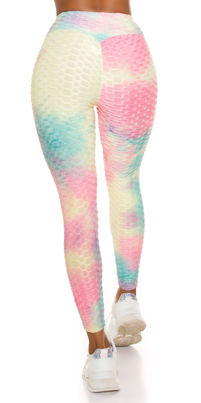 Seksowne legginsy push-up z akwarelowym nadrukiem