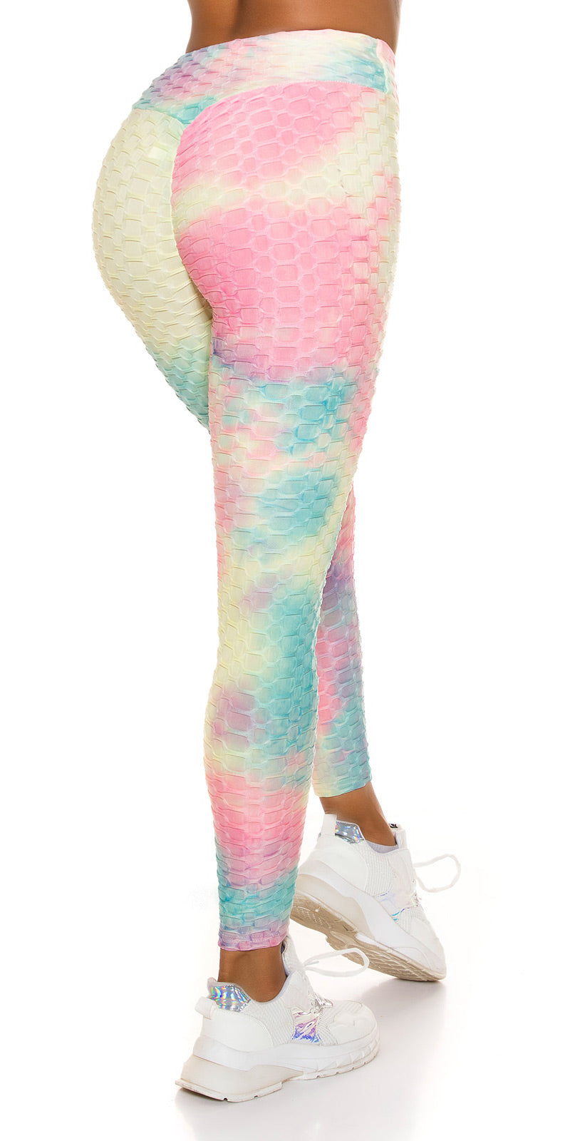 Seksowne legginsy push-up z akwarelowym nadrukiem