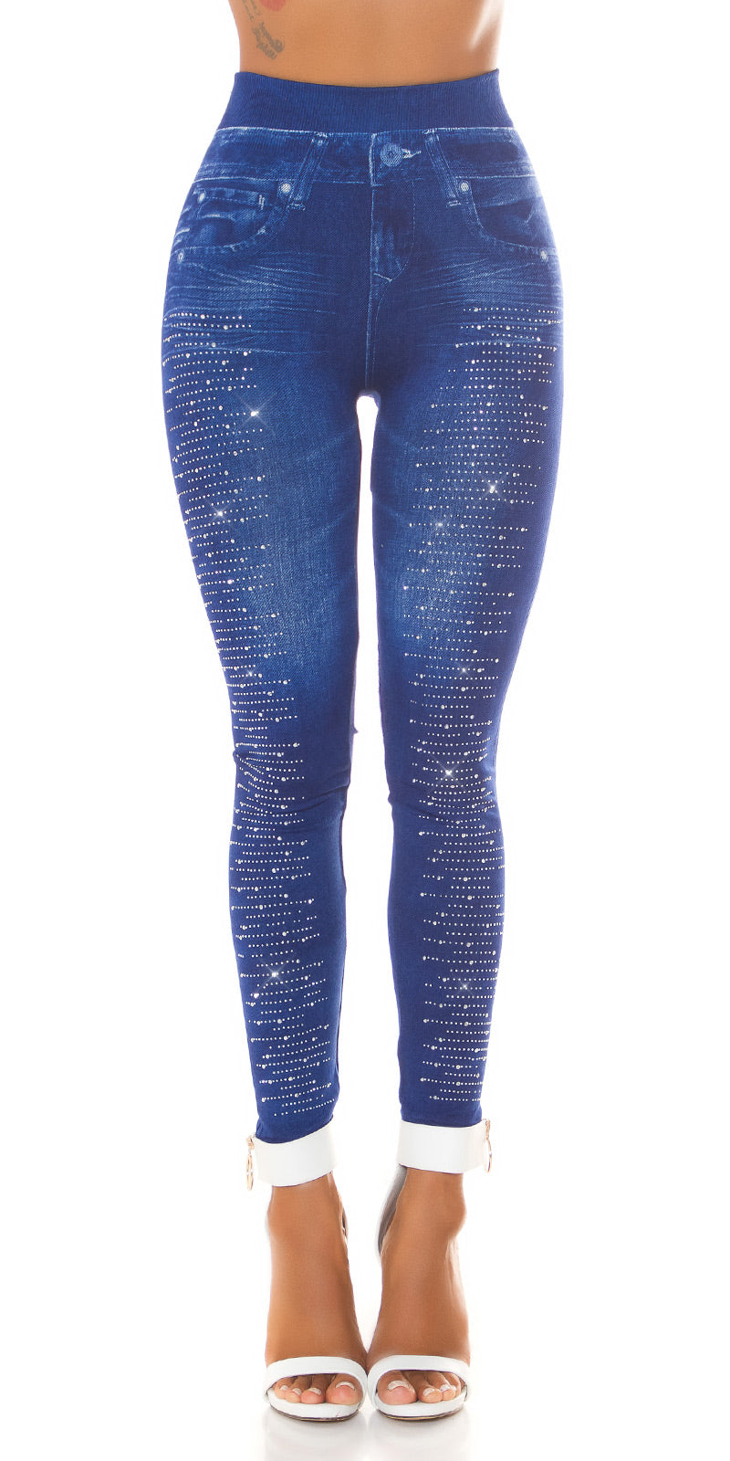 Seksowne legginsy z wysokim stanem z brokatem