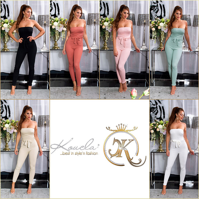 Seksowny kombinezon Bandeau Ripp Jumpsuit