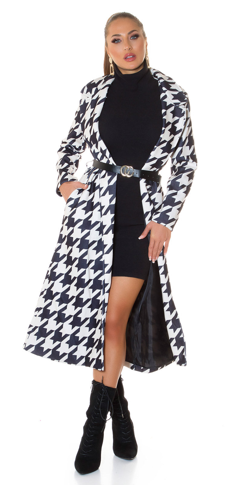 Stylowy płaszcz zimowy Parisian Chic z paskiem