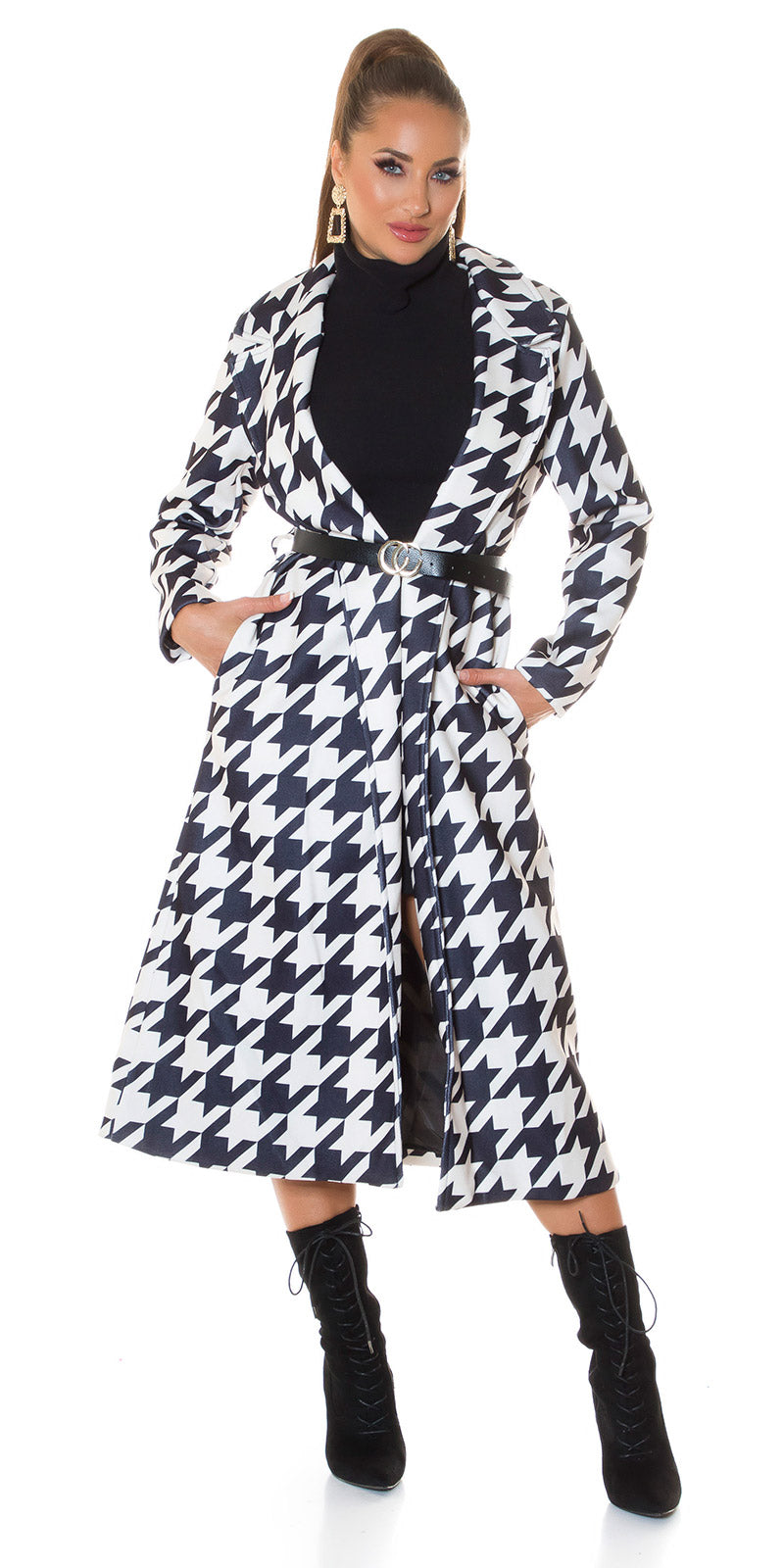 Stylowy płaszcz zimowy Parisian Chic z paskiem