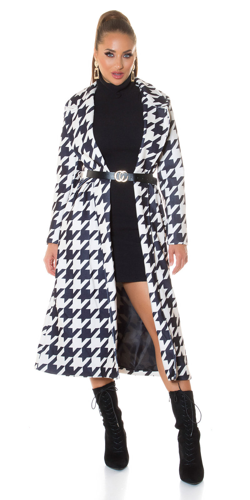 Stylowy płaszcz zimowy Parisian Chic z paskiem