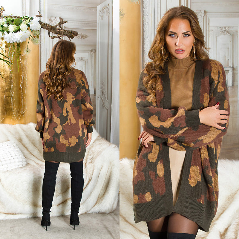 Seksowny dzianinowy kardigan oversize