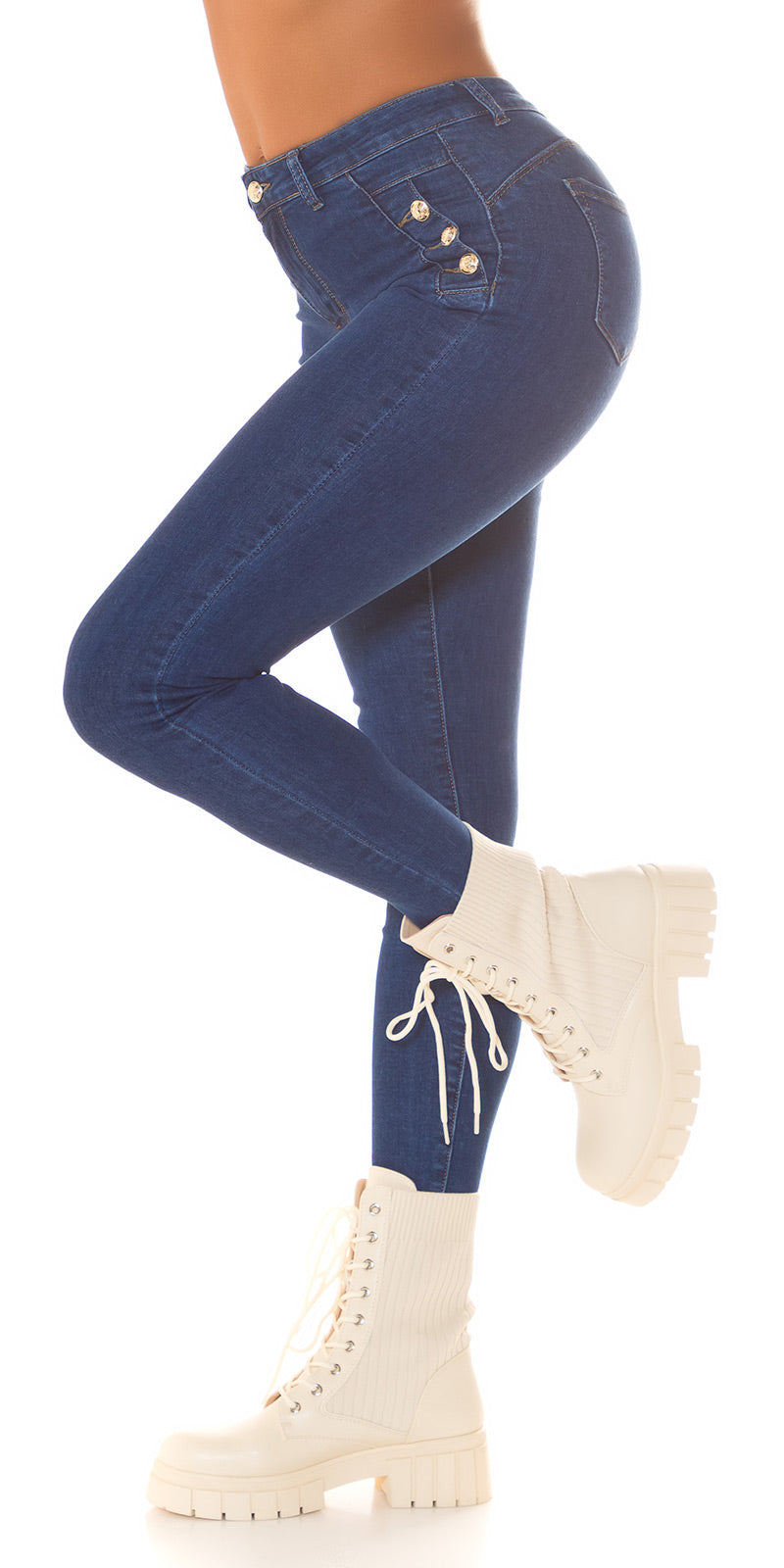 Modne buty za kostkę Musthave Biker Look prążkowane