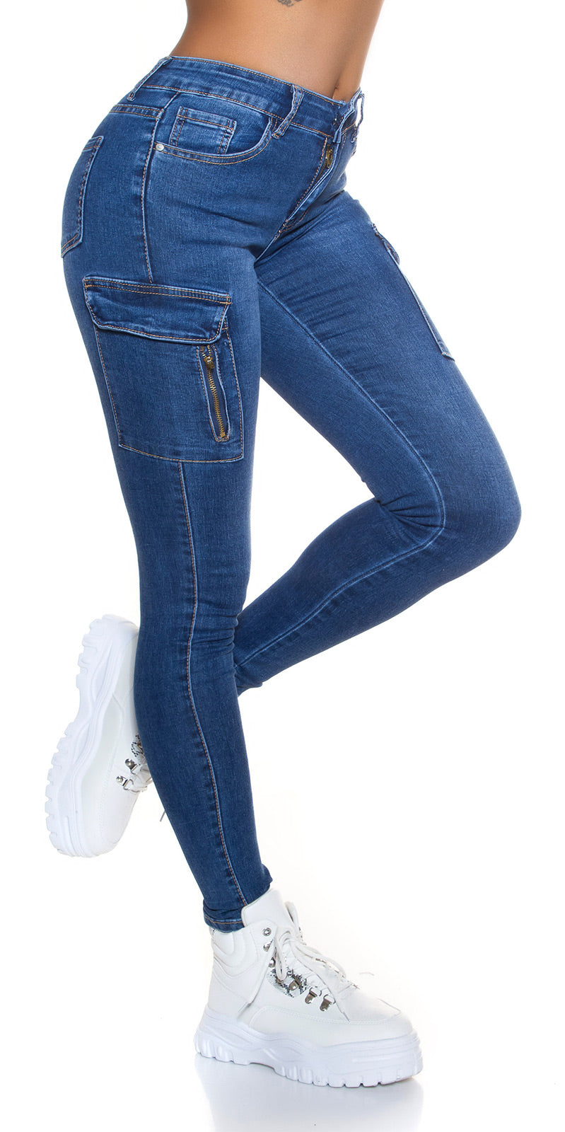 Seksowne jeansy skinny cargo