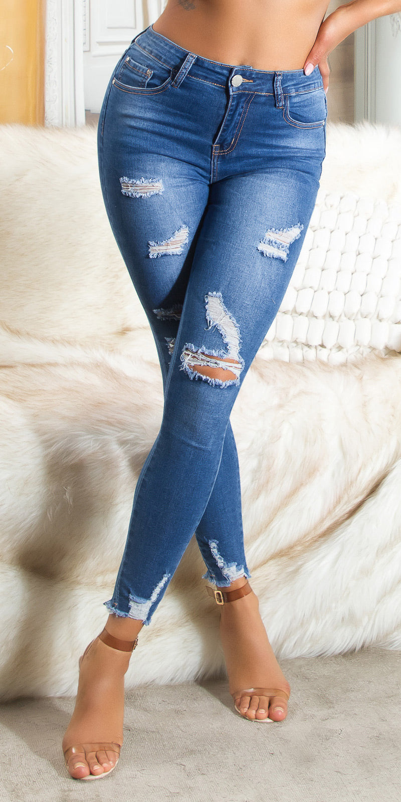 Sexy Skinny Jeans Used-Look