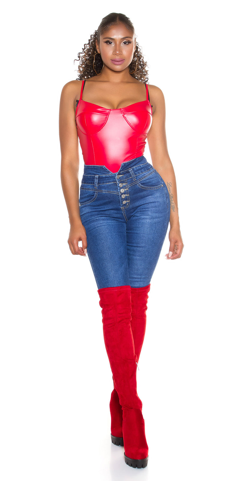Seksowne jeansy skinny z wysokim stanem