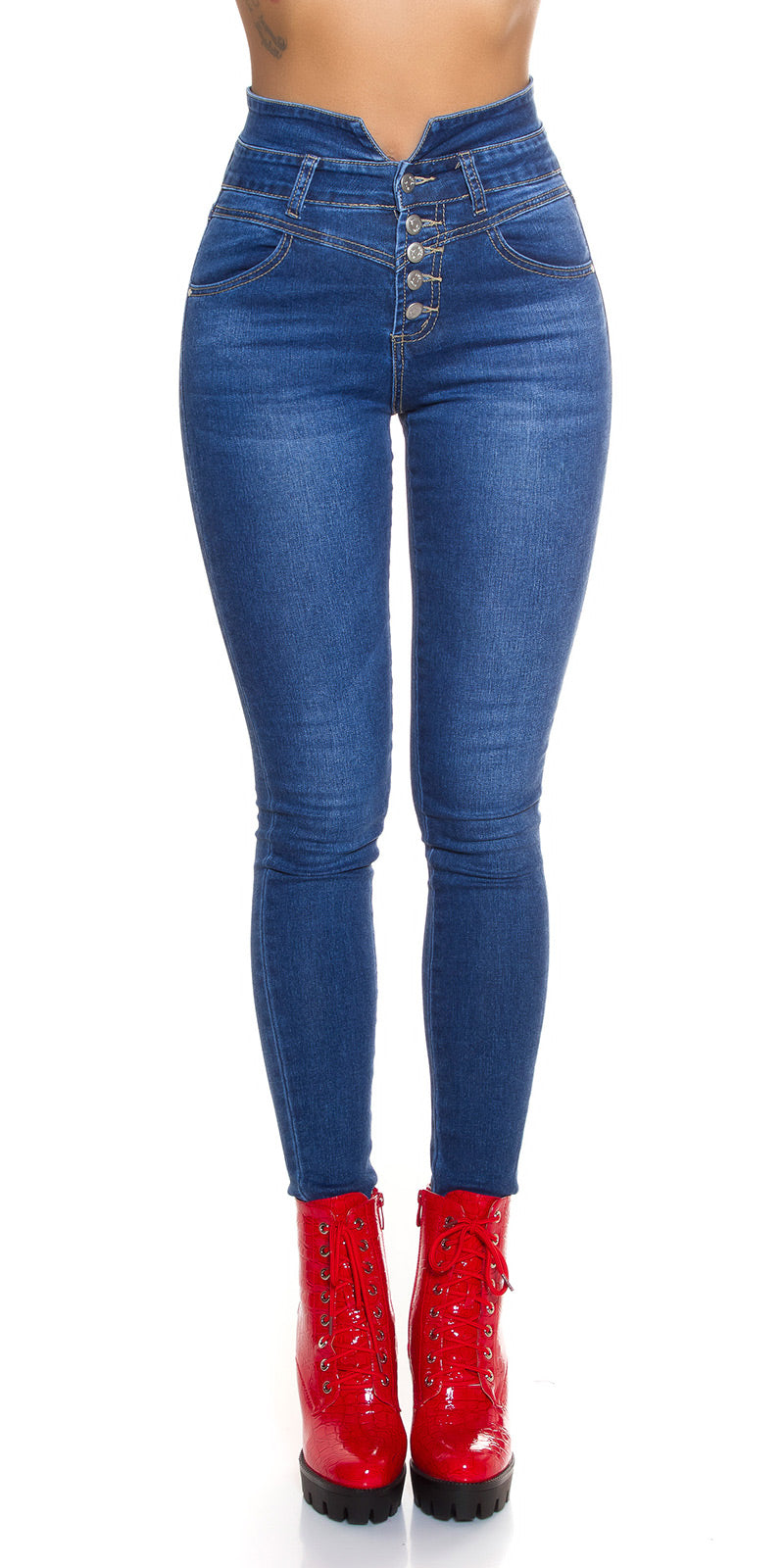 Seksowne jeansy skinny z wysokim stanem