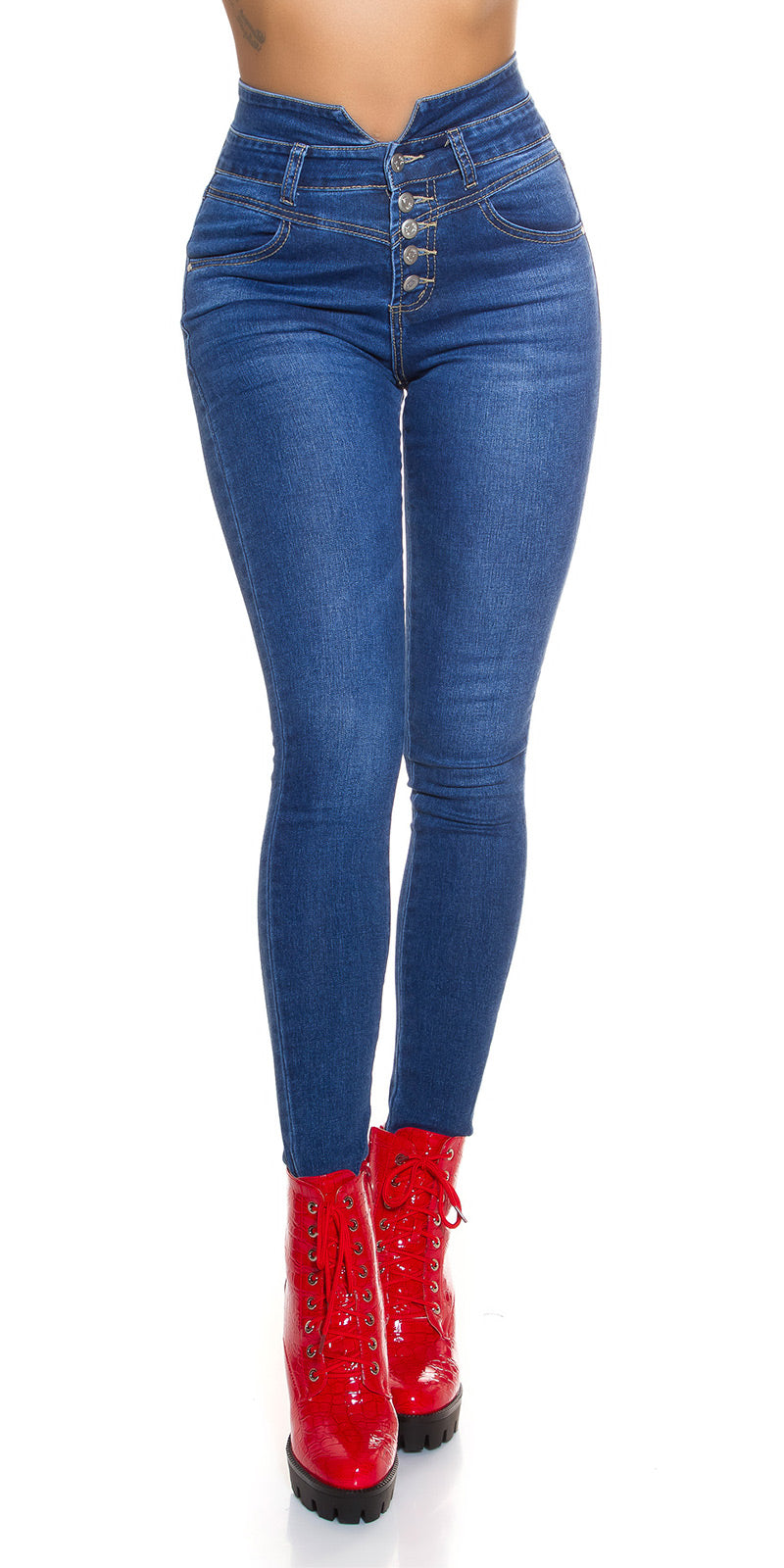 Seksowne jeansy skinny z wysokim stanem