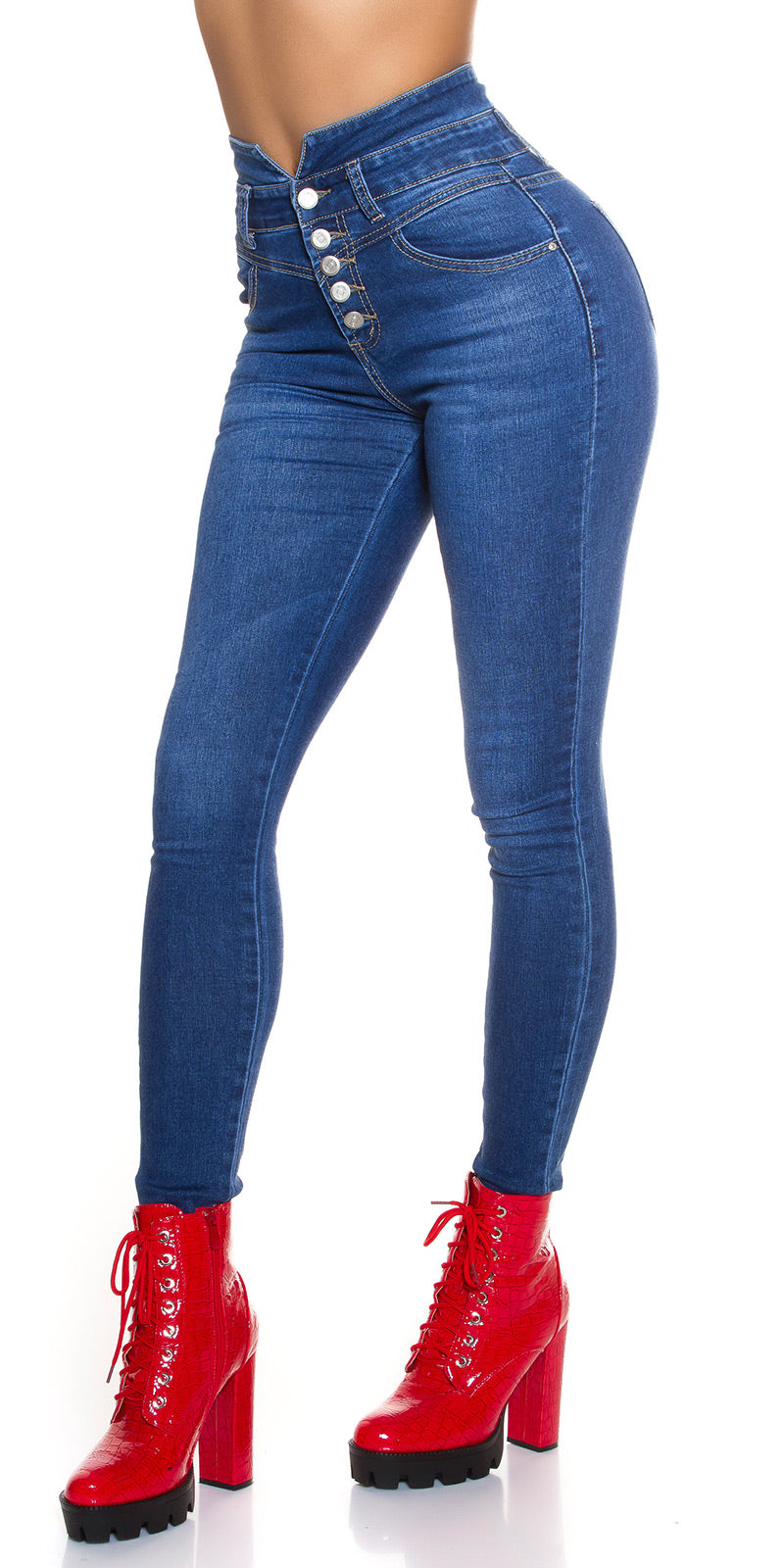 Seksowne jeansy skinny z wysokim stanem