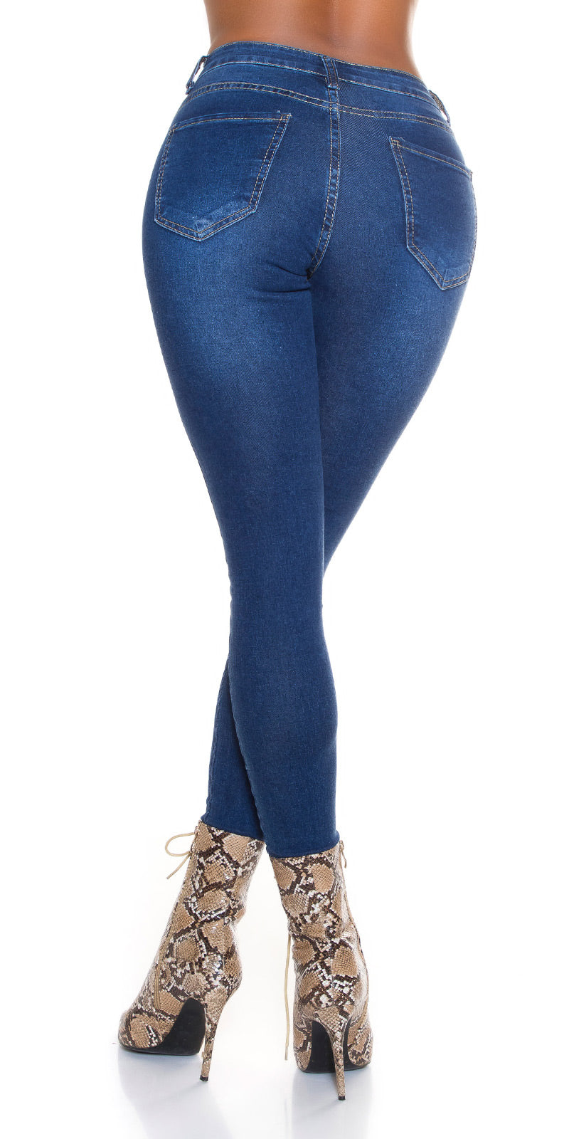 Seksowne jeansy skinny z otwartym rzędem guzików