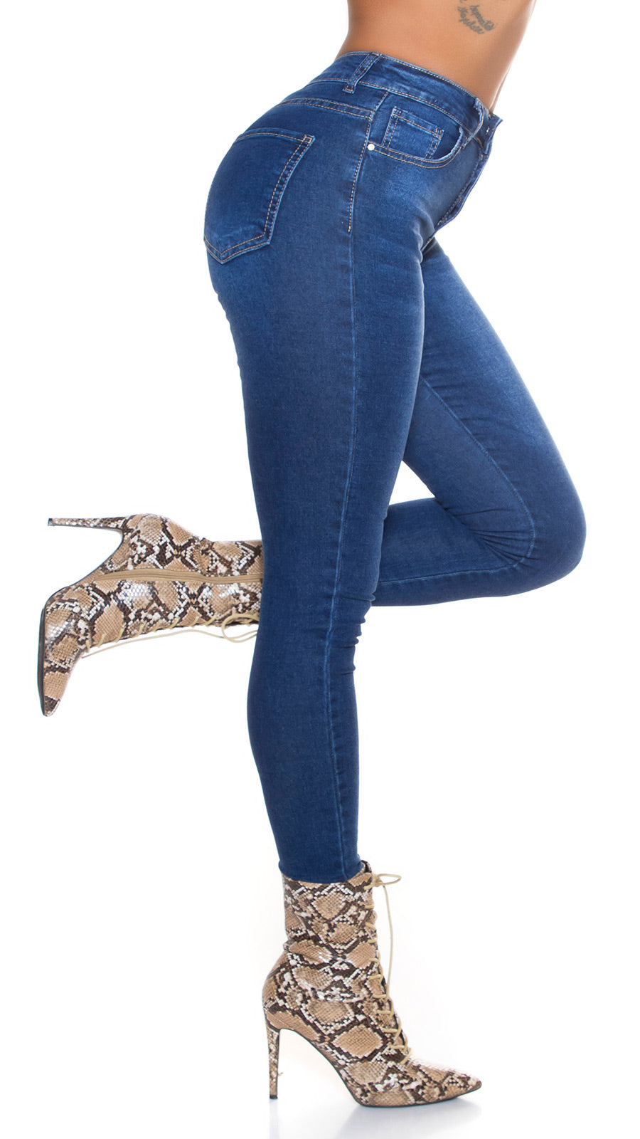 Seksowne jeansy skinny z otwartym rzędem guzików