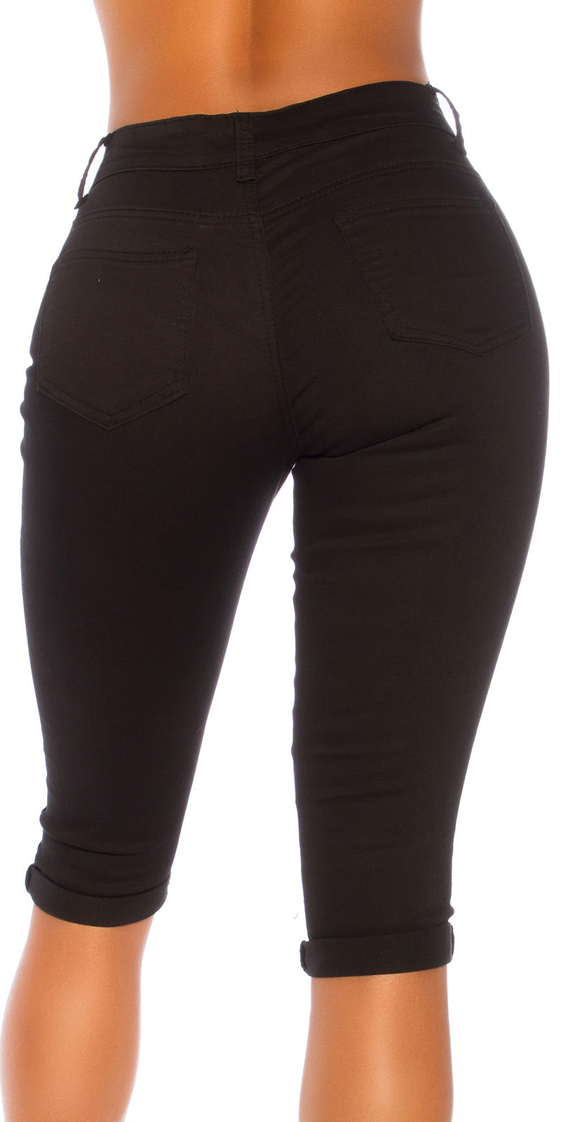 Seksowne jeansy Capri z wysokim stanem