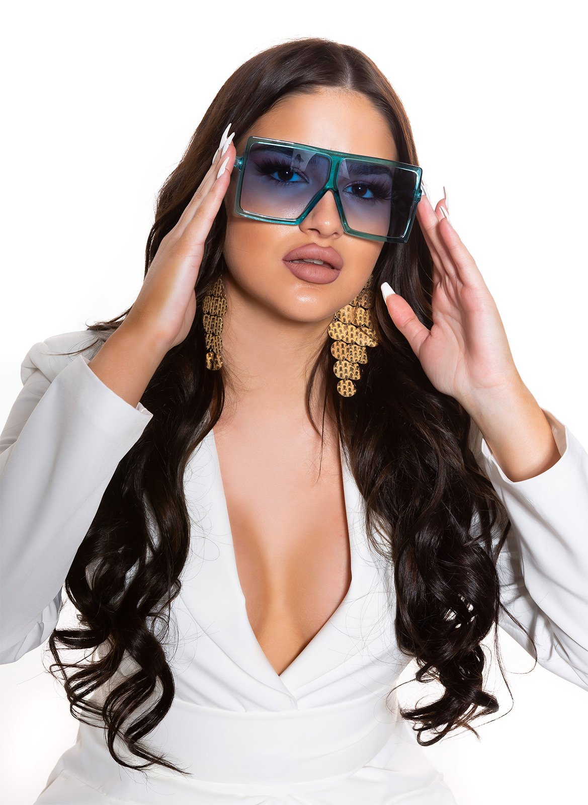 Modne prostokątne okulary na lato