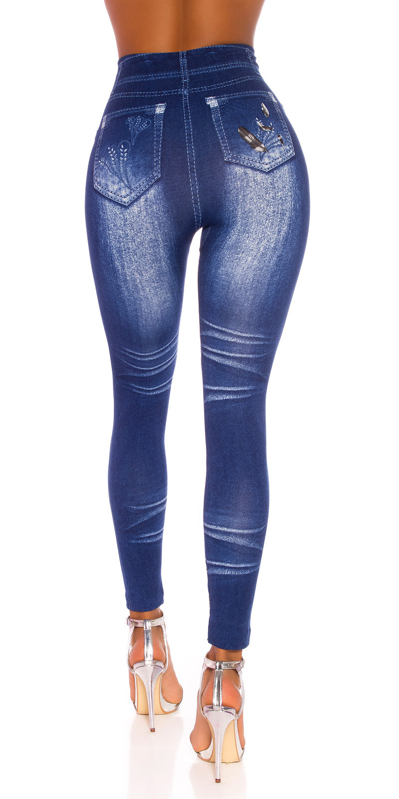 Seksowne legginsy jeansowe z wysokim stanem