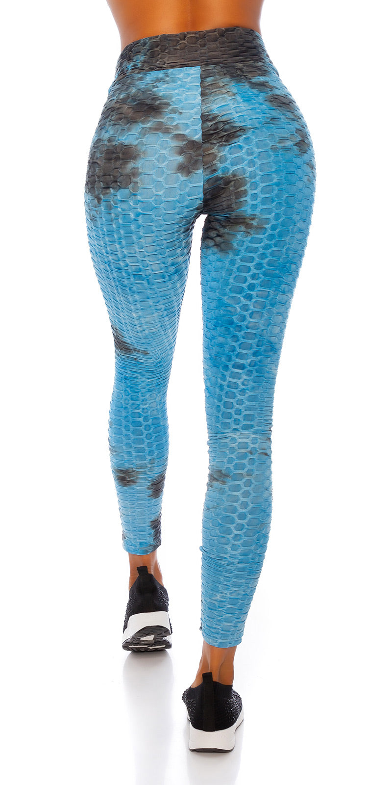 Modne legginsy z wysokim stanem i akwarelowym nadrukiem