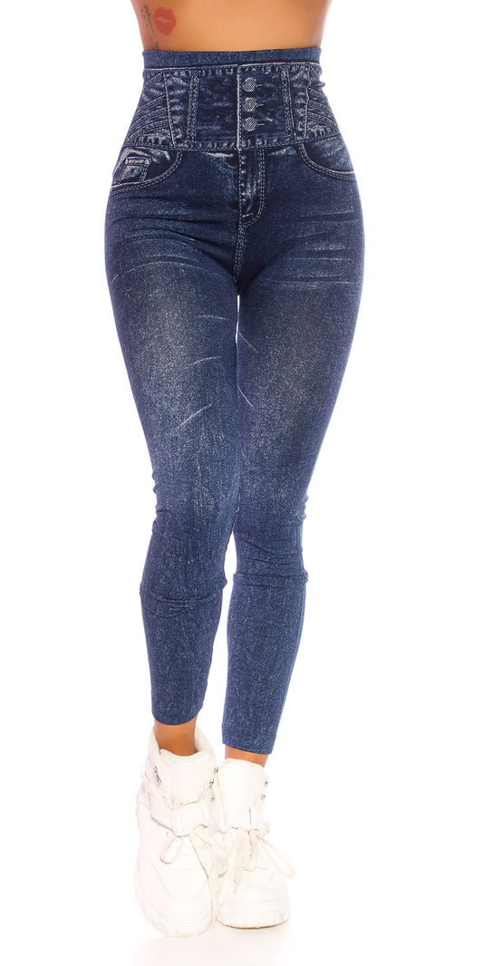 Modne legginsy jeansowe z wysokim stanem