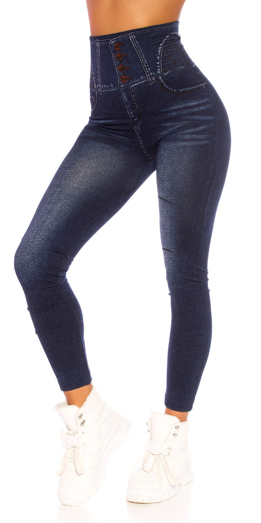 Seksowne legginsy jeansowe z wysokim stanem
