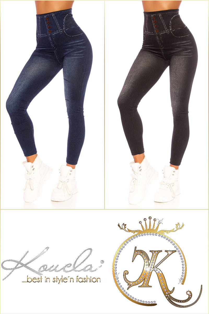 Seksowne legginsy jeansowe z wysokim stanem